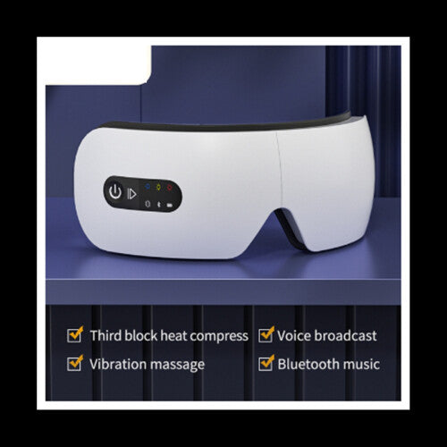 Eye Massager Vibration Massage Hot Compress Bluetooth Music Eye Protection Relieve Fatigue LED Display(B)
