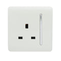Trendi 1 Gang Artistic Modern Glossy 13 Amp Switched Tactile Plug Socket White ART-SKT13WH