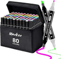80 Alcohol Markers Set, Dual Tip Colouring Pens for Drawing, Manga, Anime, Felt Fine Tip Fast-Drying Art Marker Pens for Adults, Artists-Grade Art Supplies with Carrying Case