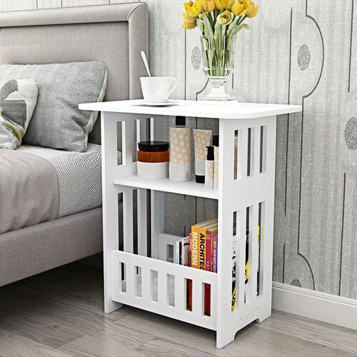 Bedside Table Cabinet Side End Table Nightstand Storage Organizer