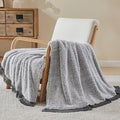 EMME Fuzzy Fleece Throw Blanket with Tassel - 152 x 203 cm Ultra Soft Warm Sherpa, Microfiber, Cozy for Couch & Sofa - Lightweight, Reversible,