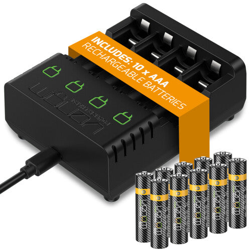 Venom Rechargeable Battery Charging Dock plus 10 x AAA 500mAh Batteries
