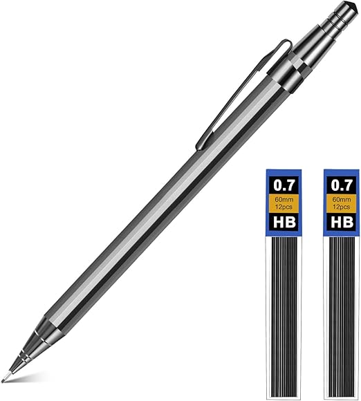 OFFCUP Metal Mechanical Pencils Set, Propelling Drafting Pencil With 2 Tube Lead Refills for School, Engineer Writing, Drawing, Sketching