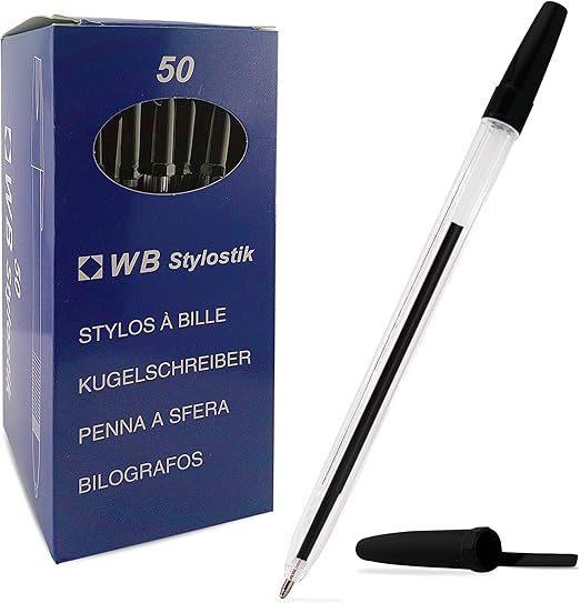 Stylostik Black Pens Pack of 50 Biros