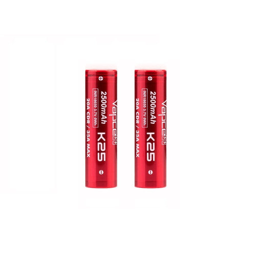 2x Vapcell K25 18650 2500mAh 20A 3.7V Battery