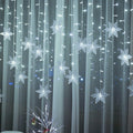 (UK-Plug, Cool White) Christmas Curtain Fairy String Lights Snowflake LED Window Home Decor Xmas Party