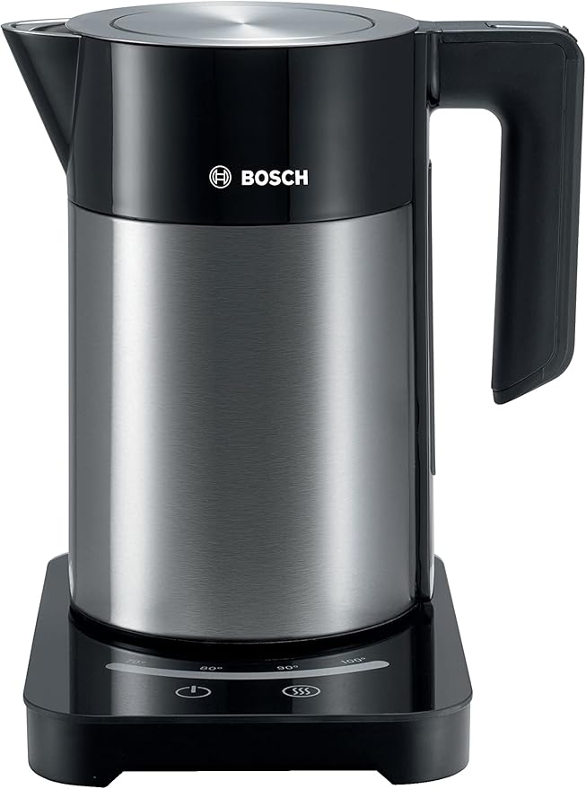 Bosch Sky TWK7203GB 7 Variable Temperature settings & KeepWarm function, Cordless Kettle, 1.7 Litres, Black/Silver