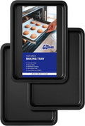 Baking Tray Set of 3 Non Stick 32 cm – Oven Tray, Heavy Duty Baking Sheet, Easy Clean Roasting Tin, Dishwasher Safe Bakeware by BLUES®
