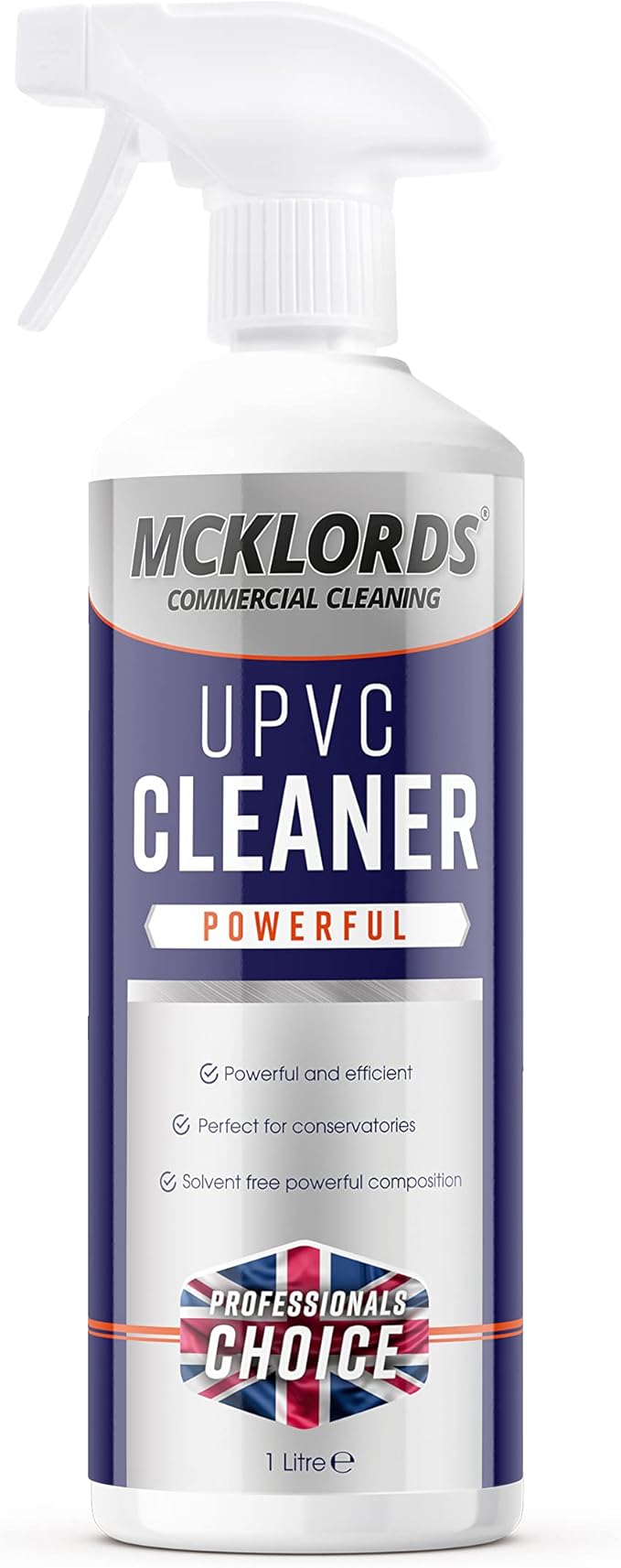 McKLords Commercial - uPVC Cleaner 1L - Professional Plastic & Window Frame Cleaner for Doors, Fascias & Conservatories Stains, Dirt & Discolouration