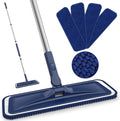 Microfibre Mops for Cleaning Floors - BPAWA 150cm Flat Floor Mop with 4 Washable Pads Reusable Chenille Wet Dry for Mopping Dust Hard Wood Laminate Vinyl Tile Wooden Small Bathroom Kitchen Walls