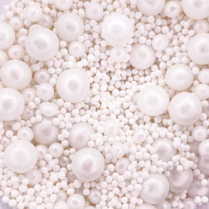 A Pinch Of - Glimmer Mother of Pearl Cake Sprinkles - 30g Edible Pearls for Cake Decorating - Weddings, Christenings, Christmas & Birthday Parties - Pearls Mix Cake Topper Sprinkles