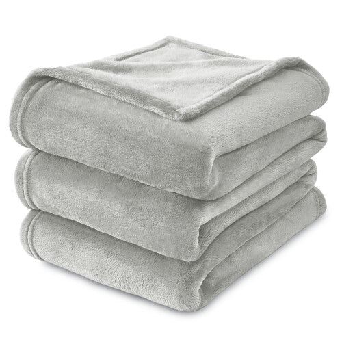 Fleece Blanket Sofa Throw - Blanket for Bed Soft Twin/Double Size, 300GSM Versatile Blanket Soft Fluffy, Silver, 150x200cm