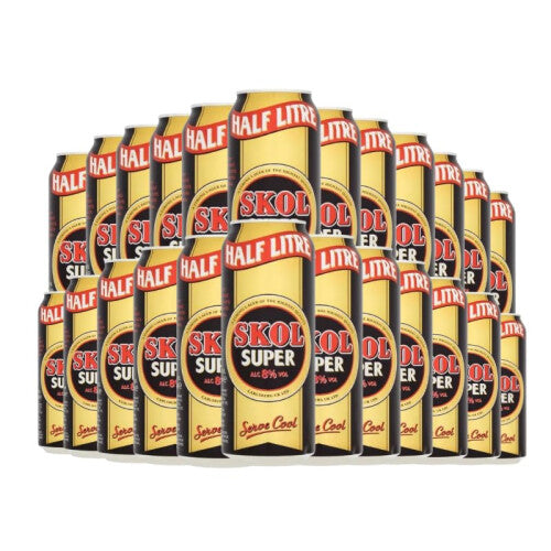 Skol Super Lager pack of 24 x 500ml cans | Beer case for parties, BBQ