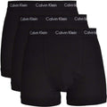 (L) Calvin Klein 3 Pack Cotton Stretch - Normal Rise Trunks ( Black / Black Waistband )