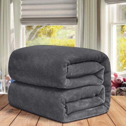 (Super King, Grey) ThicK Warm Super Soft Large Blanket Faux Fur Fleece Bed ALL Size UK