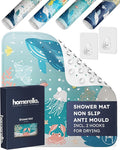 Homerella Shower Mat Skin-Sensitive 53 x 53 cm Includes Hanging Brackets Non Slip Shower Mats for Inside Shower BPA-Free Latex-Free Shower Mat Non Slip Anti Mould and Machine Washable