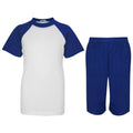 (11-12 Years, Royal Blue) Unisex Royal Raglan Style Pyjamas T-Shirt Shorts