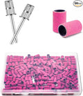 Sanding Bands for Nail Drill 100Pcs, 180# Grit Nail Sanding Band, Nail drill Sanding Bands with 2 Pcs 3/32” Nail Drill Bits and Boxed for Beauty Salon Accessories Manicure and Pedicure (beige)