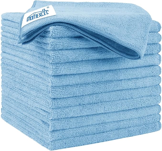 HOMEXCEL Microfibre Cloth 12 Pack,30 x 30 cm Cleaning Cloths，Ultra Absorbent Car Washing Cloth Lint Free Streak Free Cleaning Towels Rags for Car Kitchen Window,Blue
