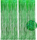 Green Tinsel Curtain Party Backdrop - GREATRIL Foil Fringe Curtain for Christmas/St Patrick’s Day/Luau/Hawaiian/Dinosaur/Jungle/Summer/Safari/Ghost/Birthday Party Decorations Theme Pack of 2