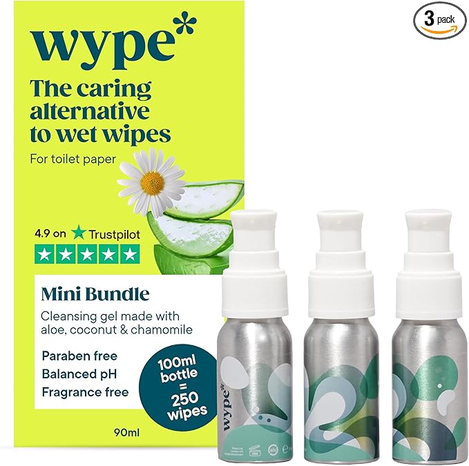 Wype | On The Go Bundle | Toilet Roll Gel | Flushable & Convenient Wet Wipe Alternative | Holiday Essentials | 3 x 30ml