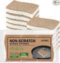 AIDEA Non-Scratch Scrub Sponge-12Count, Natural Sponges for Non-Stick Cookware, Kitchen Sponges, Cellulose Sponges for Dishes, Cleaning Sponge for Kitchen, Bathroom, Household