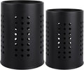 ASelected 2 Pcs Kitchen Stainless Steel Cooking Utensil Holder, Black Metal Cutlery Holder Cooking Organiser for Spatulas Spoon and Tongs Tableware Storage (10 x 16.5cm and 12 x 18cm)