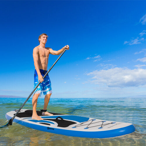 Outsunny 10ft Inflatable Stand Up Paddle Board with Adjustable Paddle, Non-Slip EVA, Foldable, Includes Bag and Fins - A33-016