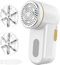 Electric Lint Remover, Portable Fabric Shaver Defuzzer with 6-Leaf Blades, Dual Protection, Removable Bin, Quickly Remove Fuzz, Lint Balls, Pills, Bobbles from Clothes Couch&Carpet