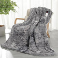 Heated Blanket Soft Plush Electric Blanket 130x180cm Tie Dye PV Fleece Heated Throw Blanket White 6 Heat Settings & 10 Hours Auto-off Timer, Overheat Protection, Machine Washable, Grey-Black