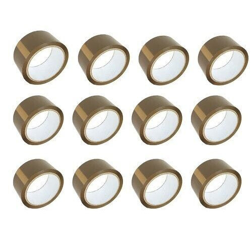 (12) Brown buff parcel tape for packaging 2" X 66M