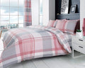 GC GAVENO CAVAILIA Checkered Duvet Cover Set Double – Soft and Warm Polycotton Printed Bedding Set with Matching Pillowcases, Blush Pink