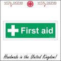 (150 x 50mm - 6 x 2, Sticker / Sav - White Background) FS223 First Aid SIGN cross box cupboard medical nurse health safety ambulance