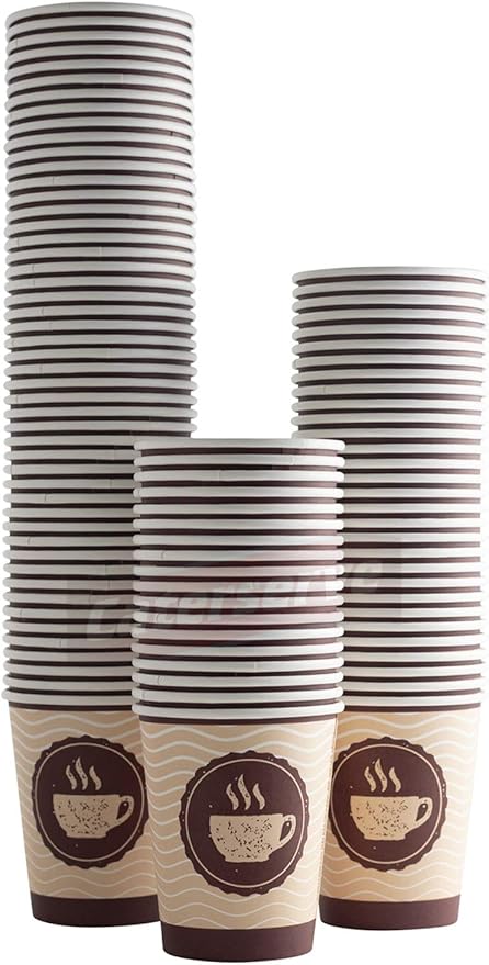 100 Paper Cups - Disposable Paper Cups for Hot and Cold Drinks | Eco Freindly Drinking Coffee Cups Disposable | 8oz - 236ml