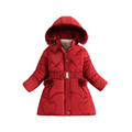 (Red, 5-6Years) Kids Girls Warm Hooded Parka Coat Jacket Hooded