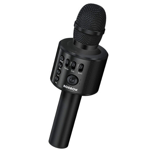 BONAOK Wireless Bluetooth Karaoke Microphone 3-in-1 Portable Handheld Karaoke Mic Speaker Machine Home Party Birthday for All Smartphones Q37 (Black)
