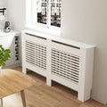 (L(152 x 19 x100cm), Horizontal) 100cm Tall Radiator Cover Modern Cabinet MDF Slats Wood Grill