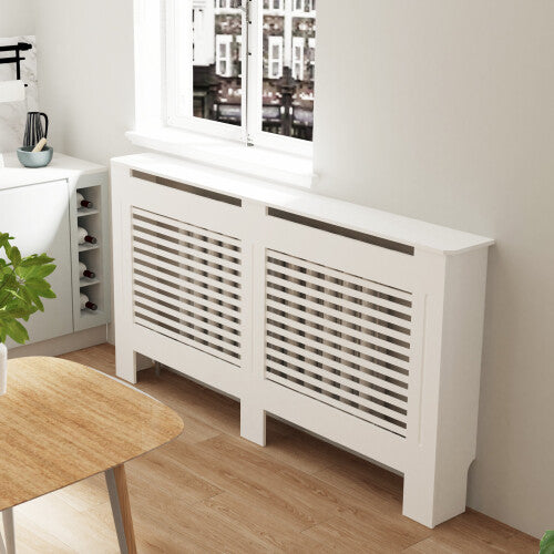 (L(152 x 19 x100cm), Horizontal) 100cm Tall Radiator Cover Modern Cabinet MDF Slats Wood Grill