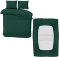 MOONLIGHT20015 Double Bedding Set 4 Piece Duvet Cover Fitted Sheet with Pillow cases Soft Brushed Microfiber Duvet Cover sets Emerald
