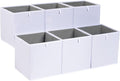 Amazon Basics Collapsible Fabric Storage Cube Organiser Bins, Pack of 6, White, 26.7 x 26.7 x 28 cm