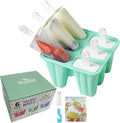 Ice Lolly Mould 6 Pieces Reusable Silicone Popsicle Mold Easy to Remove Ice Lolly Maker - BPA Free Ice Pop Mould (Green)