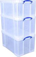 Really Useful Box Plastic Storage (Bonus Pack of 3) 2 x 84 Litre + 1 x 64 Litre Clear