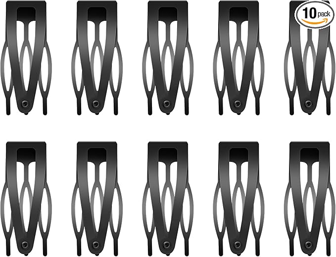 Etercycle 10 Pcs Double Grip Hair Clips, Metal Snap Hair Clips Barrettes Women Hair Making Salon Supplies Hair Accessories (Black)