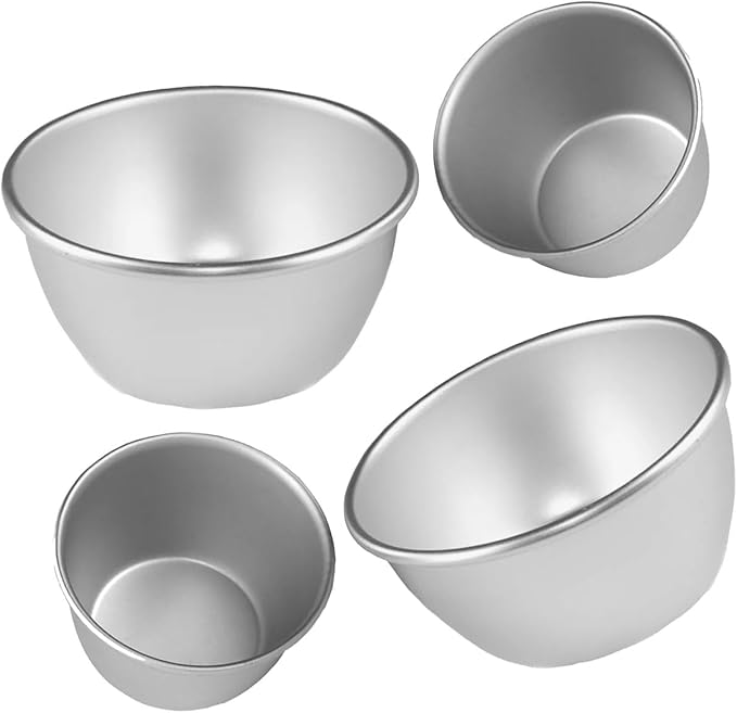 4 Pack Pudding Moulds, Mini Pudding Basins, Aluminium Baking Cups Nonstick Muffin Tin Dariole Moulds Egg Tart Mould Cups Cupcake Basins for Kitchen DIY Cooking (Pack of 4)