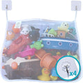 Baby Bath Toy Bag for Bath Toys Large Organiser Bathroom Storage Net with 4 Waterproof Self Adhesive Hooks (White)