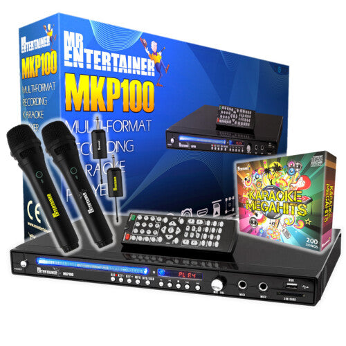 (Wireless Microphones, 200 Songs) Mr Entertainer MKP100 CDG DVD MP3G Karaoke Machine Player. HDMI/Record/Rip/USB