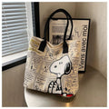Snoopy Fashion Girl Canvas Shoulder Bag Inner Compartments Daily Casual Wear