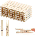 Wooden Clothespins with Spring - Rust-Resistant Natural Wood, 50 Pieces, 7.2cm