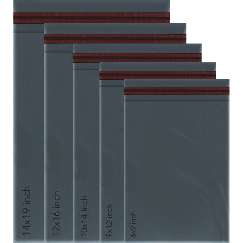 (100 Pack, Grey) 5 Size Color Shipping Parcel Bags Mix Bags Mailing Bag Postal Poly Plastic Postage Bags