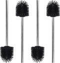 Toilet Brush, 4 Pack Silicone Toilet Brushes with Stainless Steel Handle, Standing Toilet Brush Replacement for Bathroom Toilet-Ergonomic, Deep Cleaning, Durable